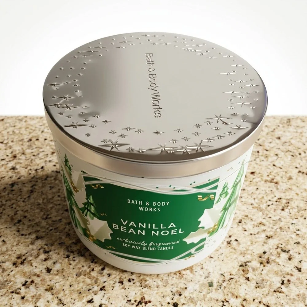 Bath & Body Works Vanilla Bean Noel 3-Wick Candle, Soy Wax Blend, 14.5 oz Unused - Picture 3 of 9
